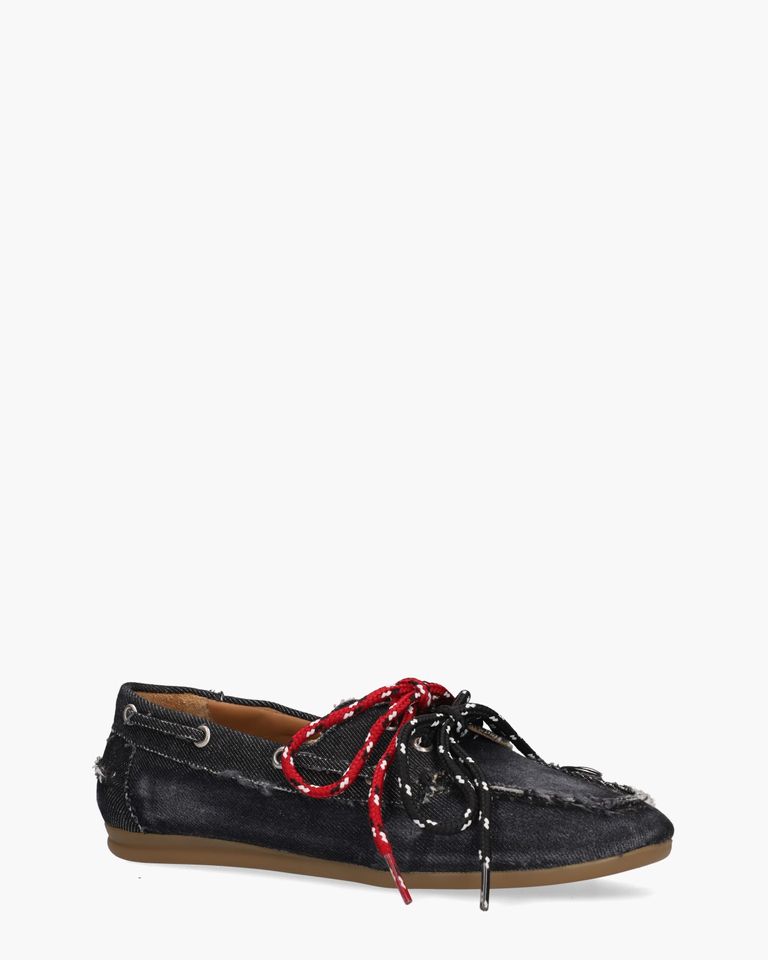 Nahua Tejano Zwart Denim Dames Veterschoenen