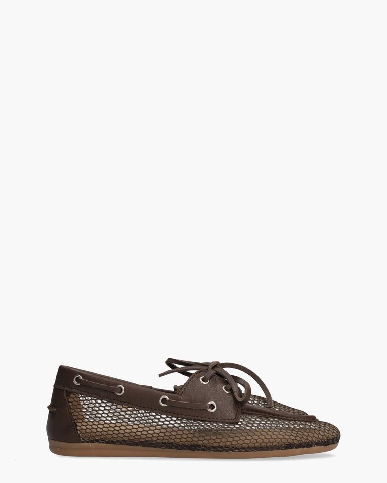 Boat Loafer Mesh Donkerbruin Dames Veterschoenen