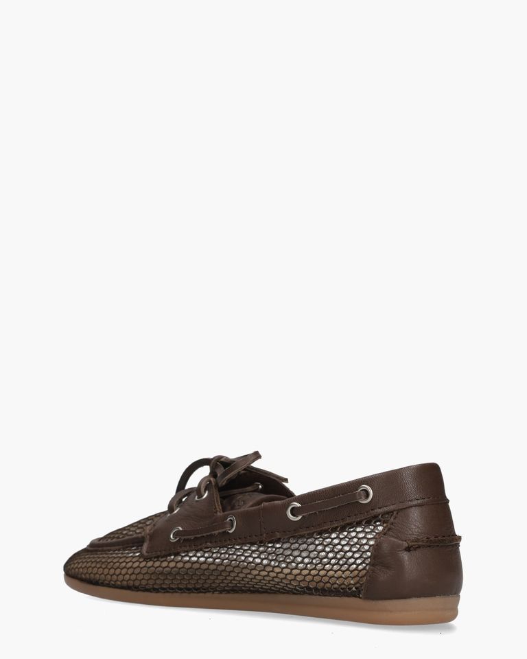 Boat Loafer Mesh Donkerbruin Dames Veterschoenen
