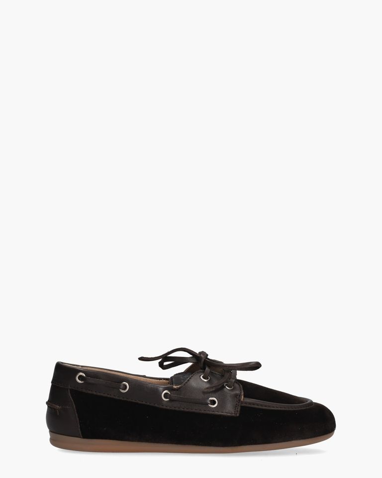 Boat Loafer Velvet Donkerbruin Dames Veterschoenen