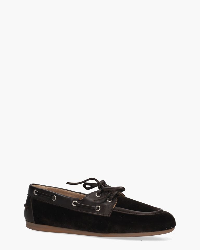 Boat Loafer Velvet Donkerbruin Dames Veterschoenen