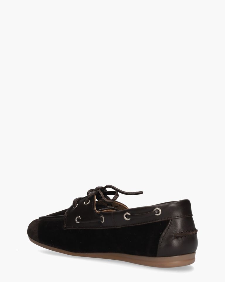Boat Loafer Velvet Donkerbruin Dames Veterschoenen