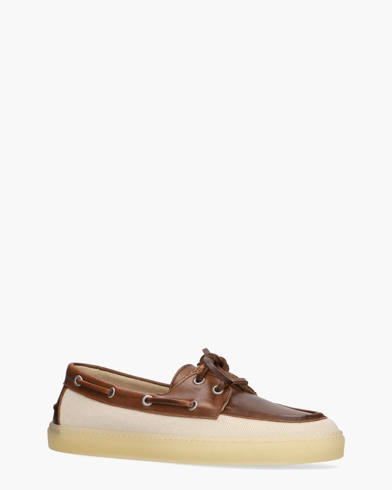 CPH160 Material Mix Donkerbruin/Off-White Dames Veterschoenen