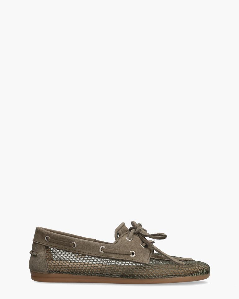 Boat Loafer Mesh Khaki Dames Veterschoenen