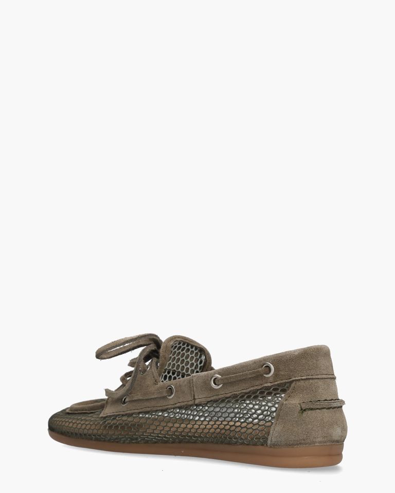 Boat Loafer Mesh Khaki Dames Veterschoenen
