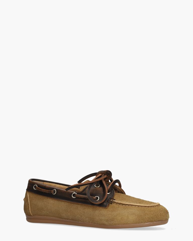 Boat Loafer Brushed Bruin/Donkerbruin Dames Veterschoenen