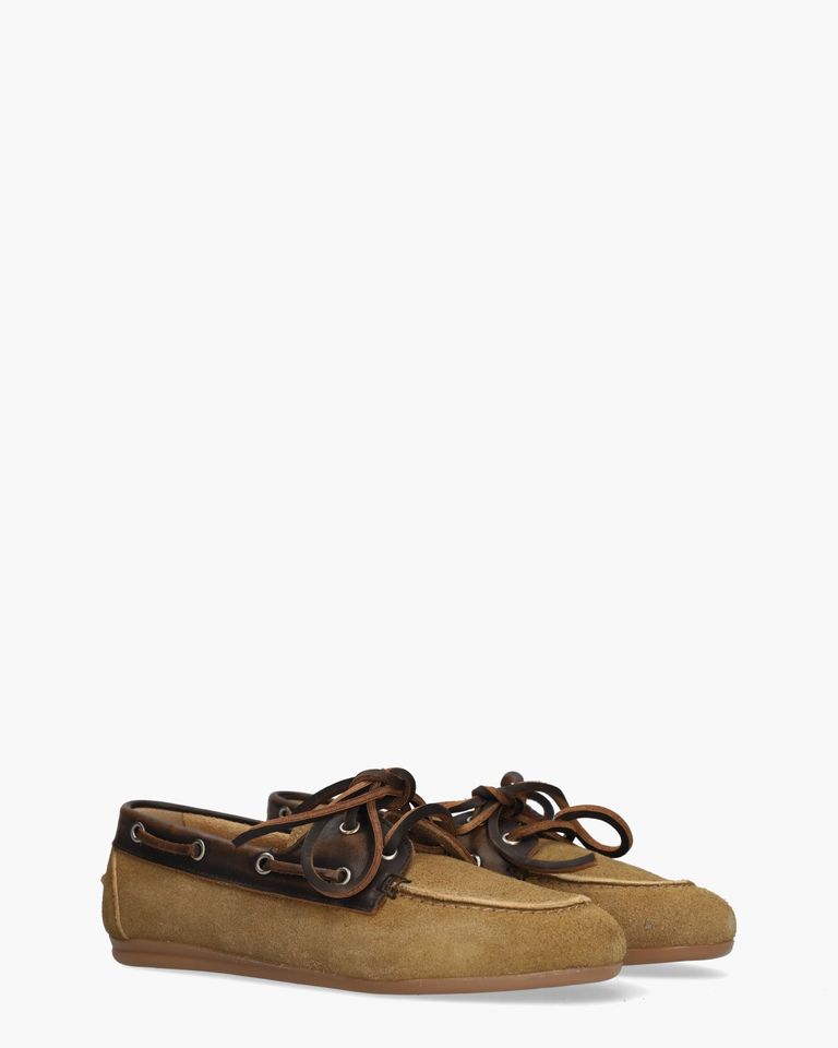 Boat Loafer Brushed Bruin/Donkerbruin Dames Veterschoenen