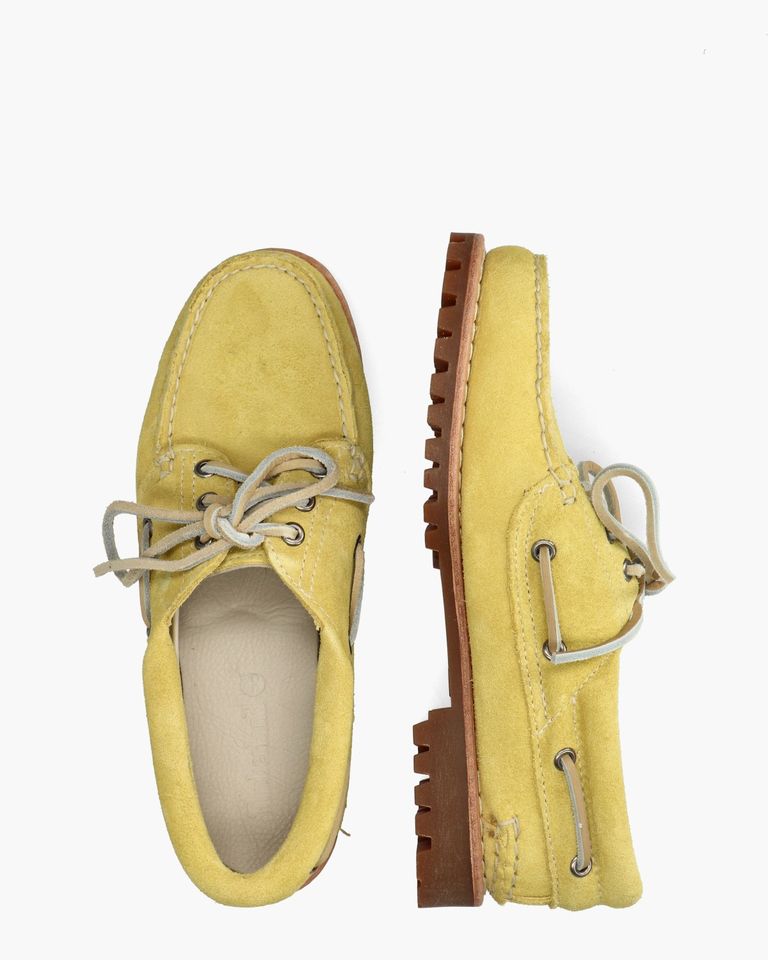 Noreen 3-Eye Lug Boat Shoe Geel Dames Veterschoenen