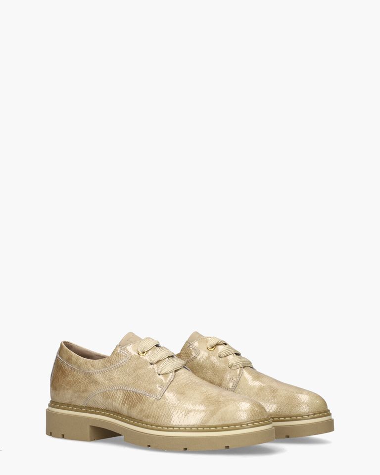 5923 Beige Dames Veterschoenen