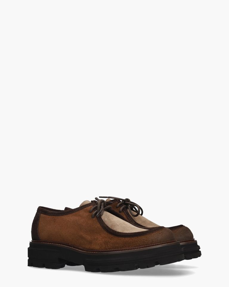 3225 Bruin/Beige Dames Veterschoenen