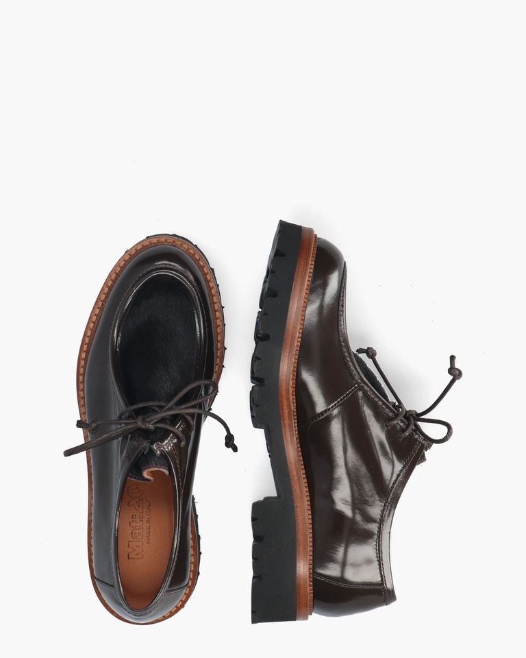 3225 Donkerbruin Dames Veterschoenen