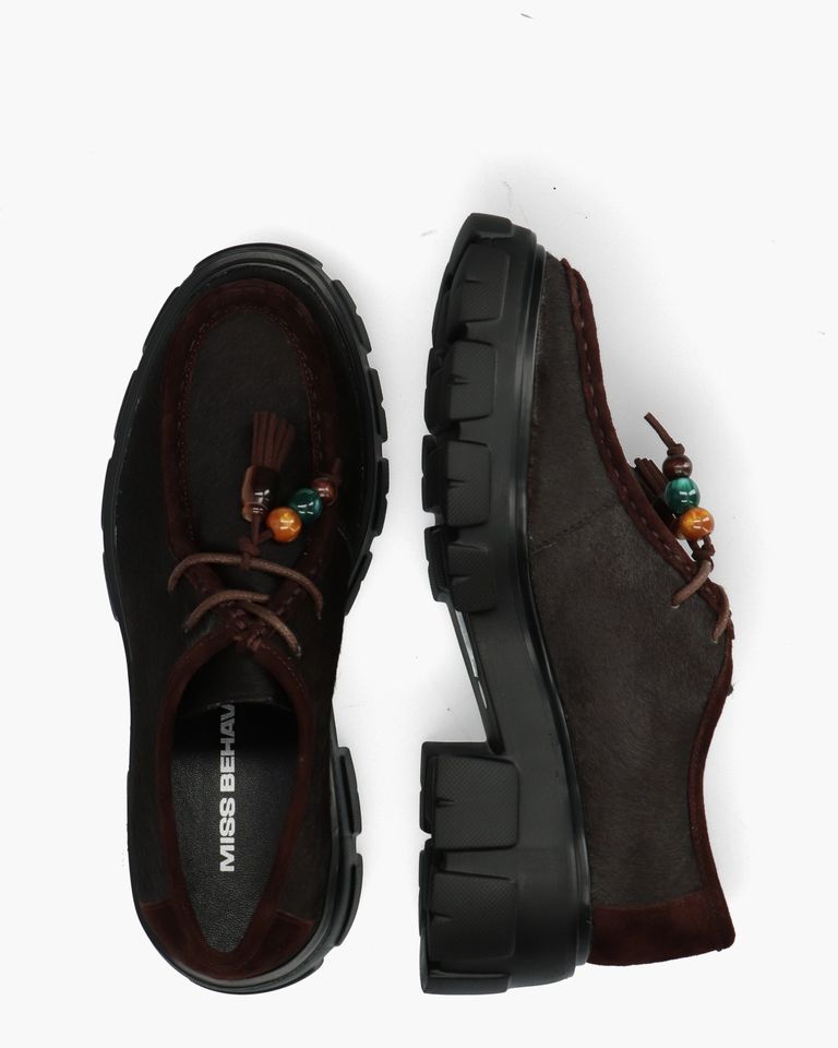 Amely Donkerbruin Dames Veterschoenen