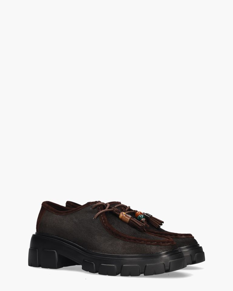 Amely Donkerbruin Dames Veterschoenen