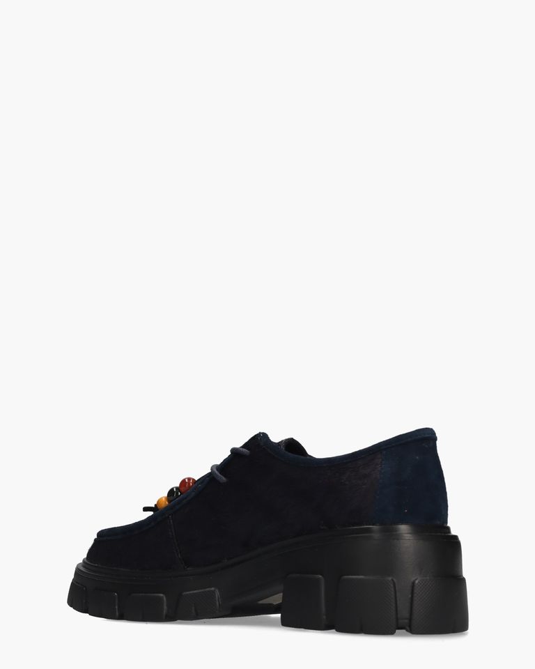 Amely Donkerblauw Dames Veterschoenen