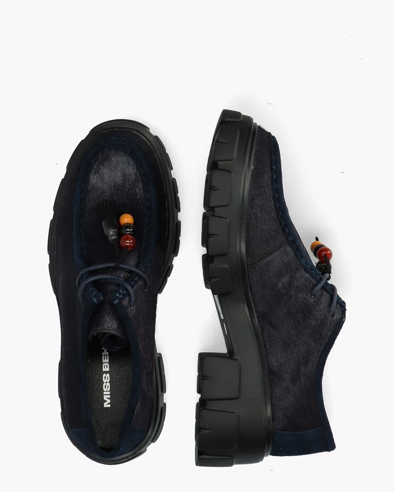 Amely Donkerblauw Dames Veterschoenen
