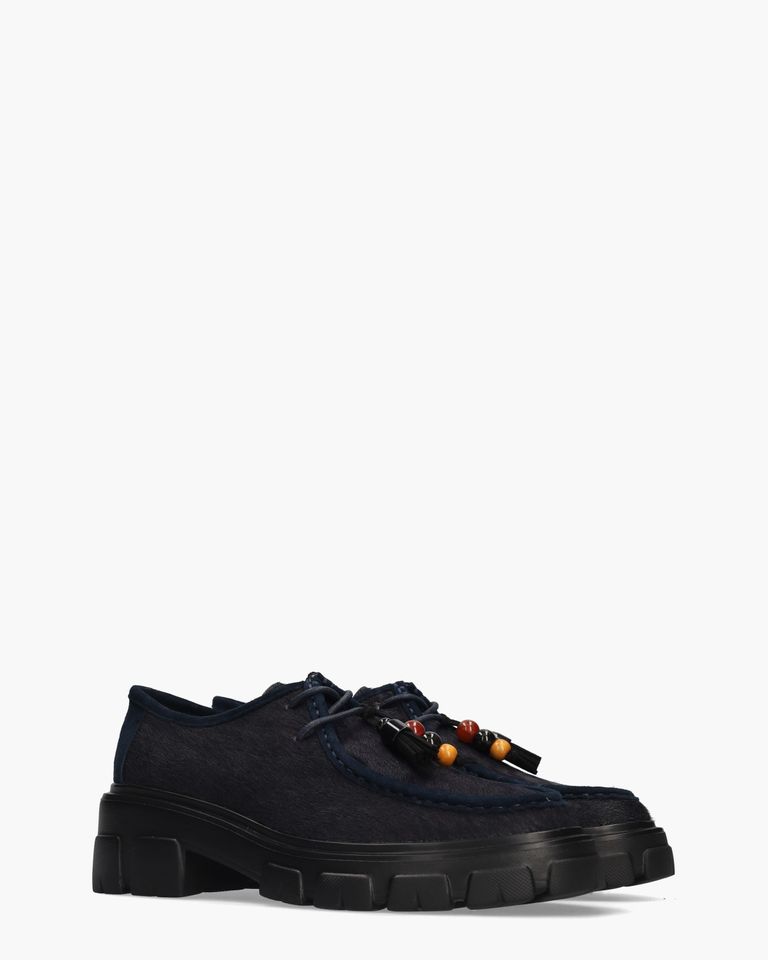 Amely Donkerblauw Dames Veterschoenen