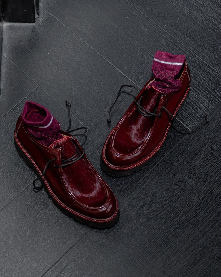 3225 Bordeauxrood Dames Veterschoenen