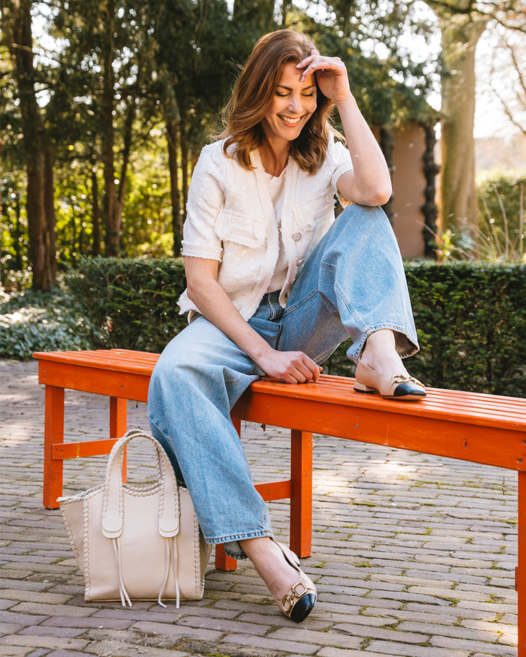 Winola Beige/Zwart Damesballerina's