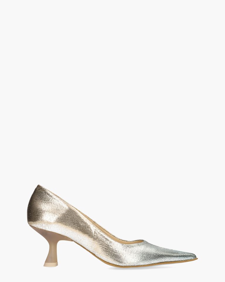 3104 Goud/Blauw Damespumps