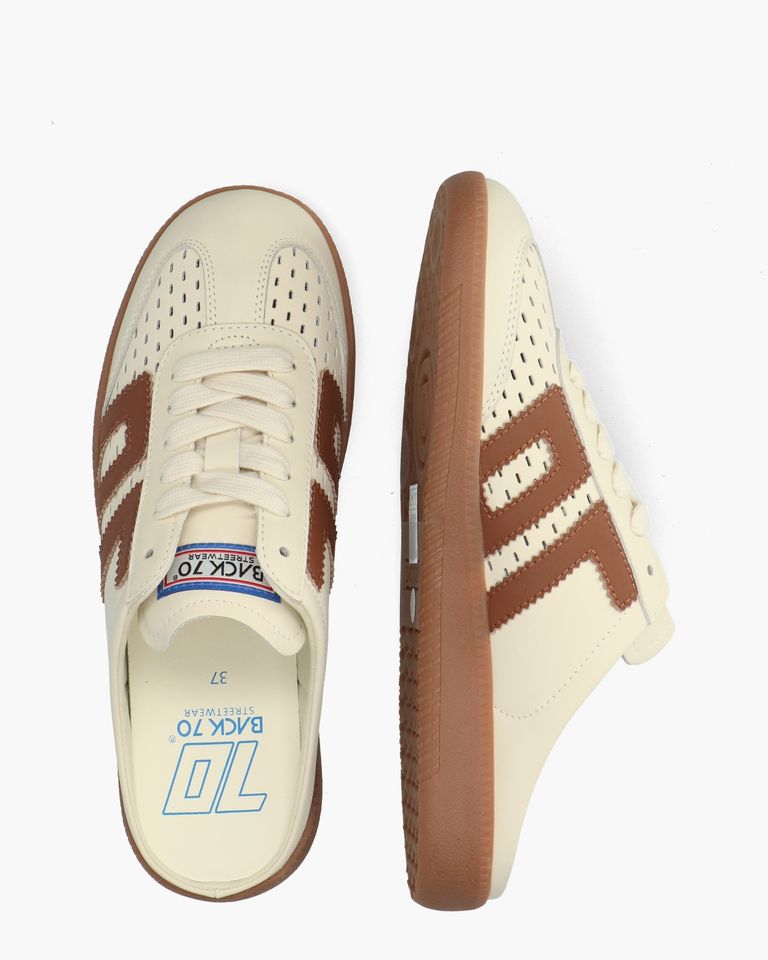vintage an・an no.24 Back 70 Easter Crème/Cognac Damesslippers - Van Arendonk.nl