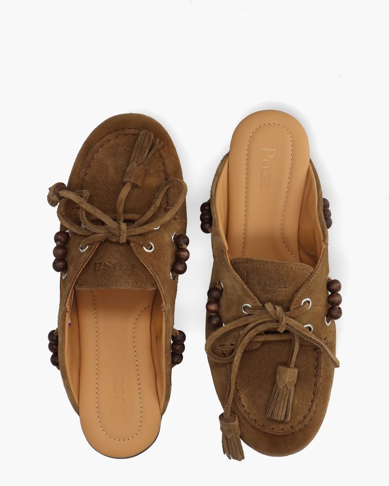 Boat Loafer Mule Beads Bruin Damesslippers