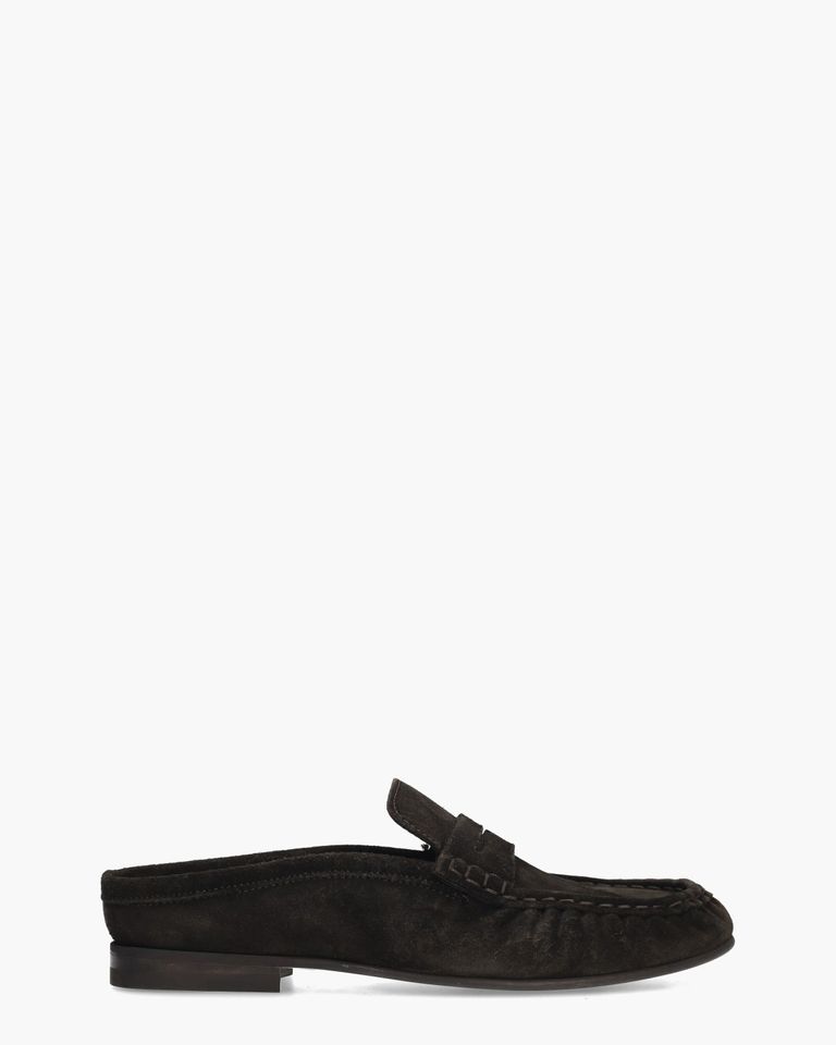 Penny Loafer Wrinkle Mule Donkerbruin Damesslippers