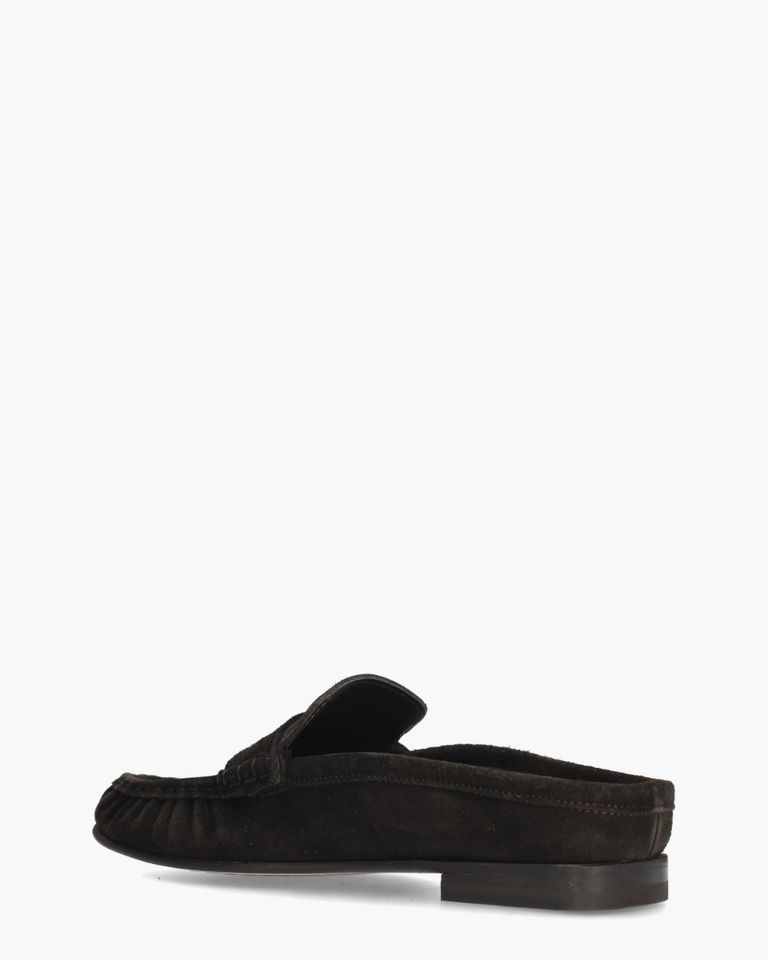 Penny Loafer Wrinkle Mule Donkerbruin Damesslippers