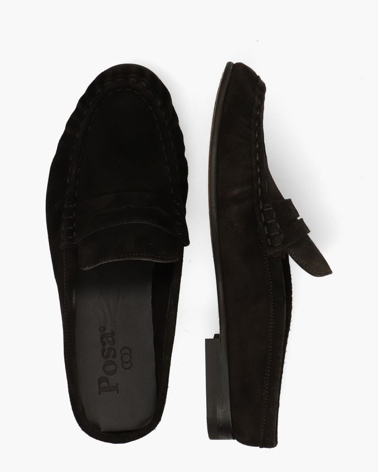 Penny Loafer Wrinkle Mule Donkerbruin Damesslippers