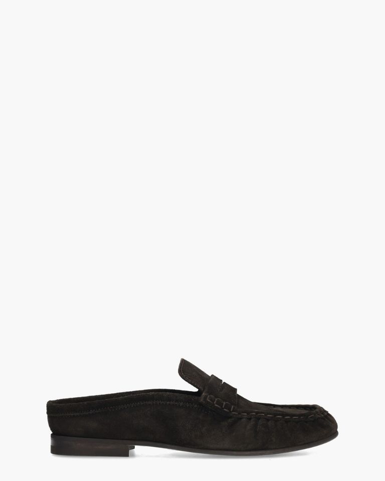 Penny Loafer Wrinkle Mule Donkerbruin Damesslippers