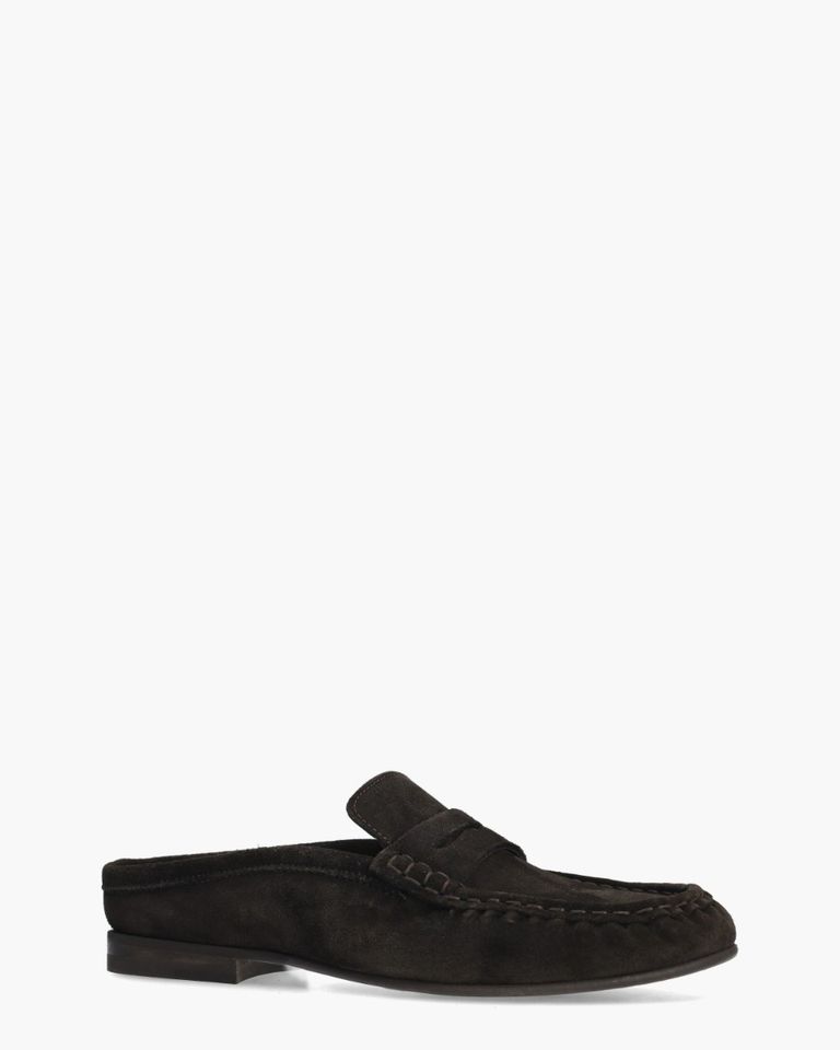 Penny Loafer Wrinkle Mule Donkerbruin Damesslippers