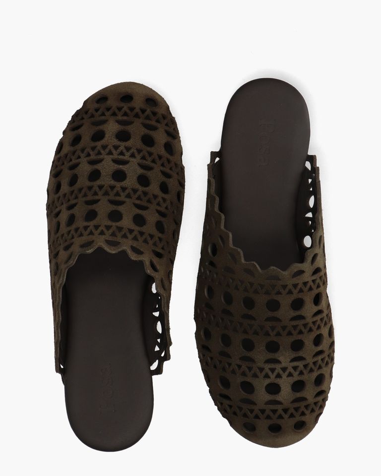 Aztec Mule Donkergroen Damesslippers