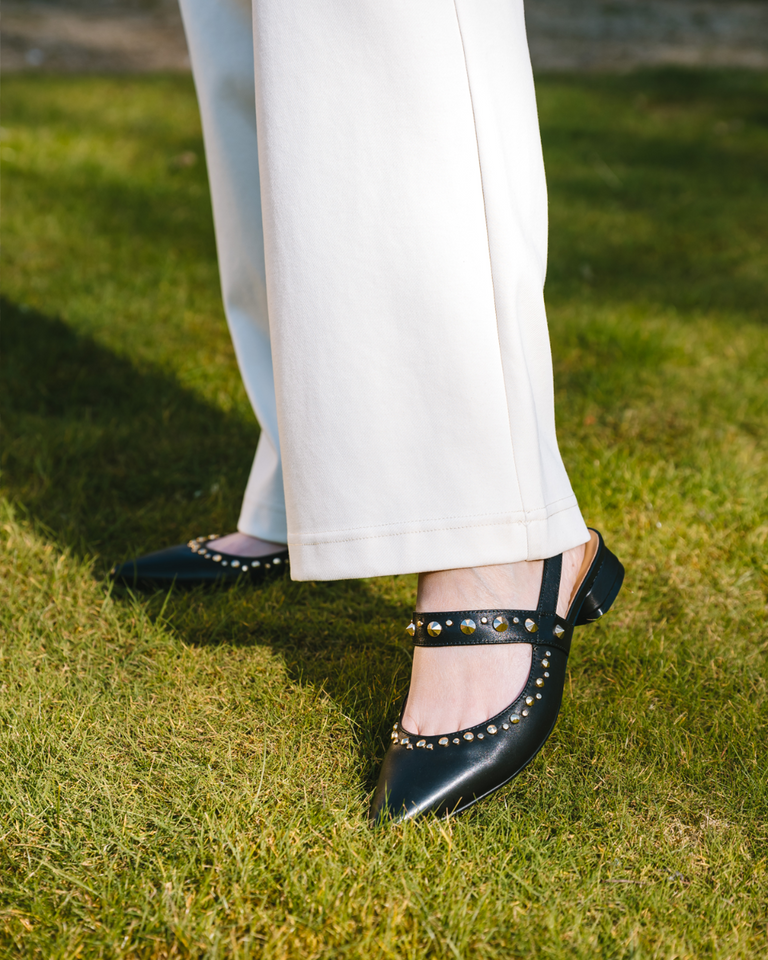 Walline Zwart Dames Slingbackloafers