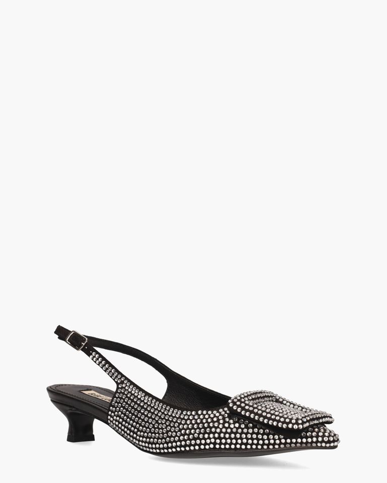 Poznan Zwart/Zilver Dames Slingbackpumps