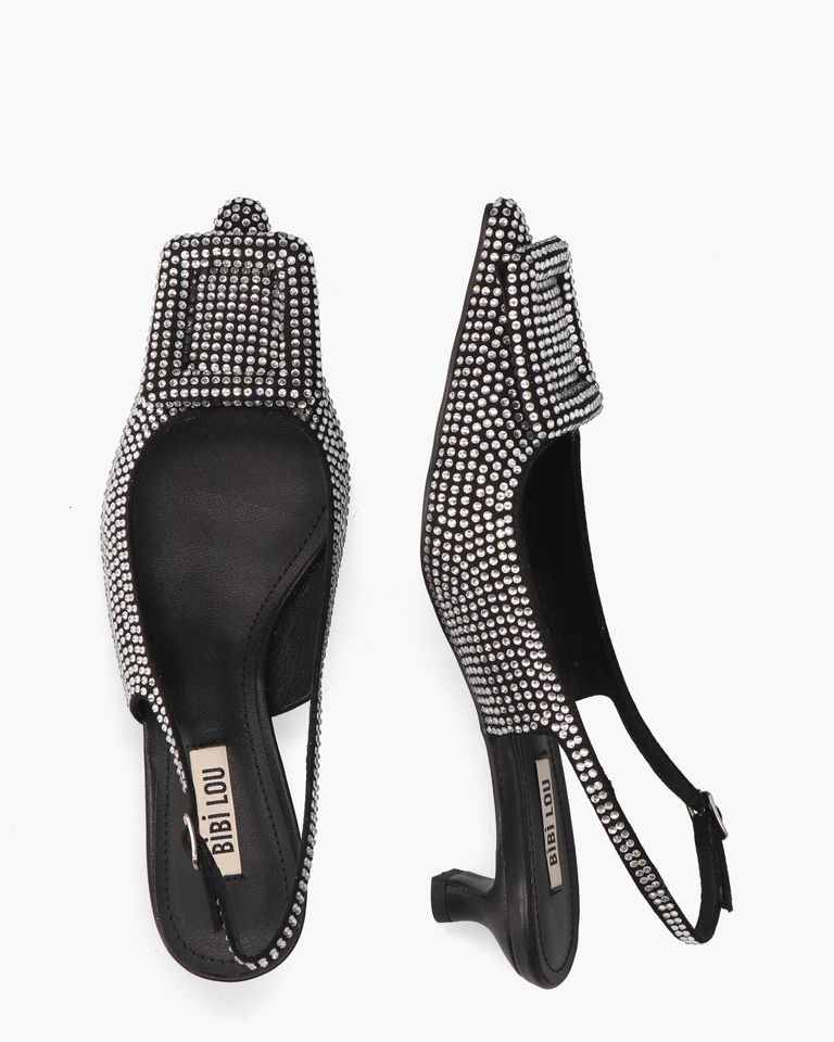 Poznan Zwart/Zilver Dames Slingbackpumps