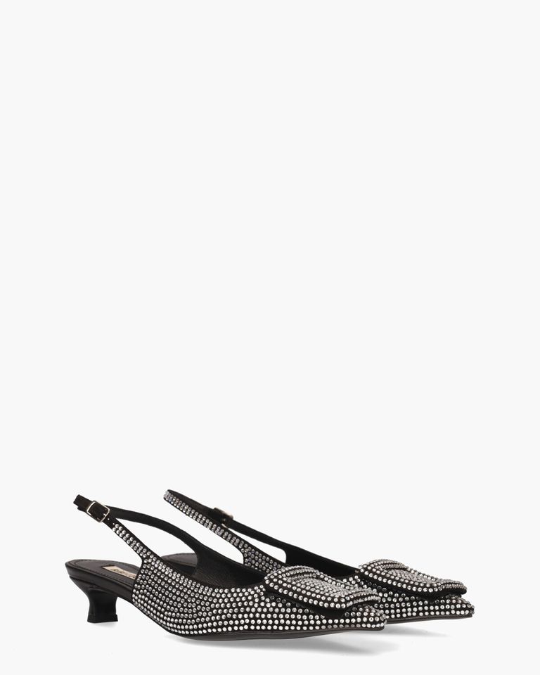 Poznan Zwart/Zilver Dames Slingbackpumps