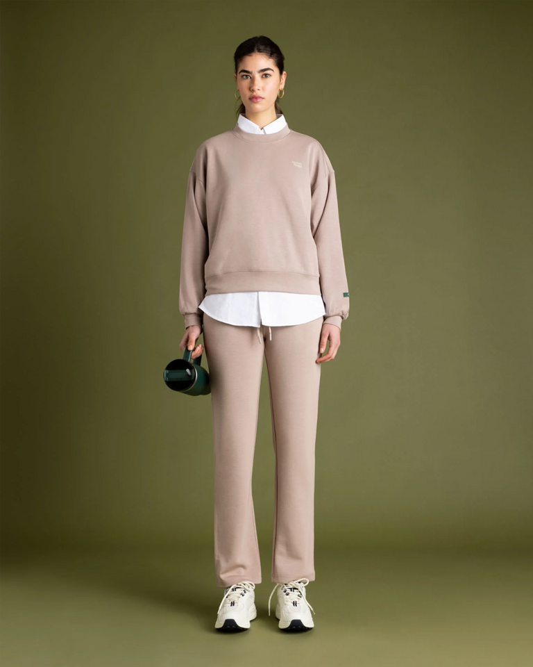 The Mercer Scuba Crewneck Taupe Damessweater