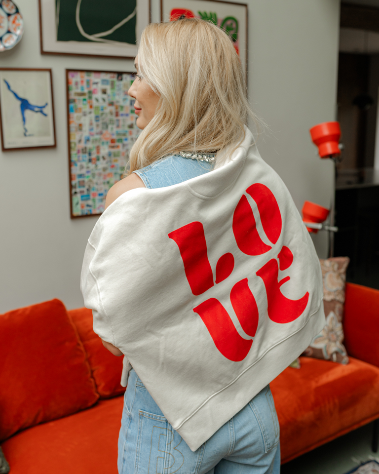 Love Off-White/Rood Damessweater