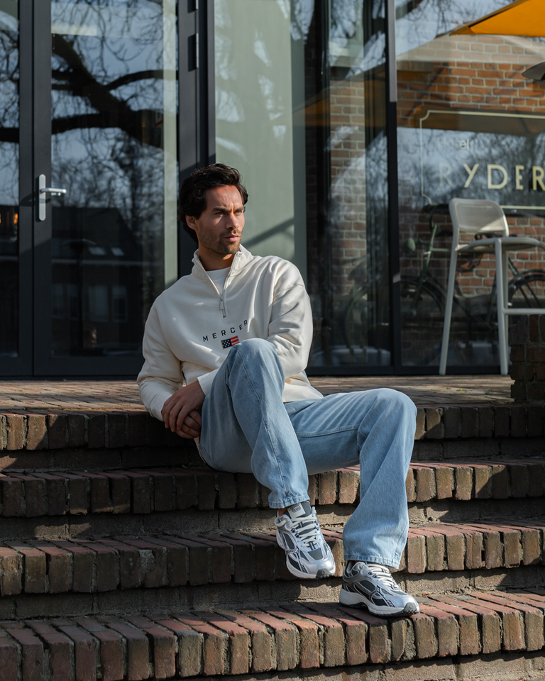 The Mercer Quarter Zip Off-White Sweater