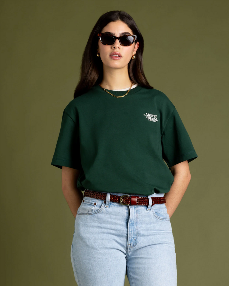 The Mercer Brand Logo Tee Donkergroen T-Shirt