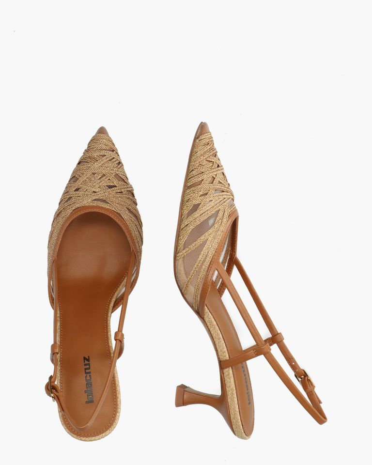 Cleo Bruin/Cognac Dames Slingbackpumps
