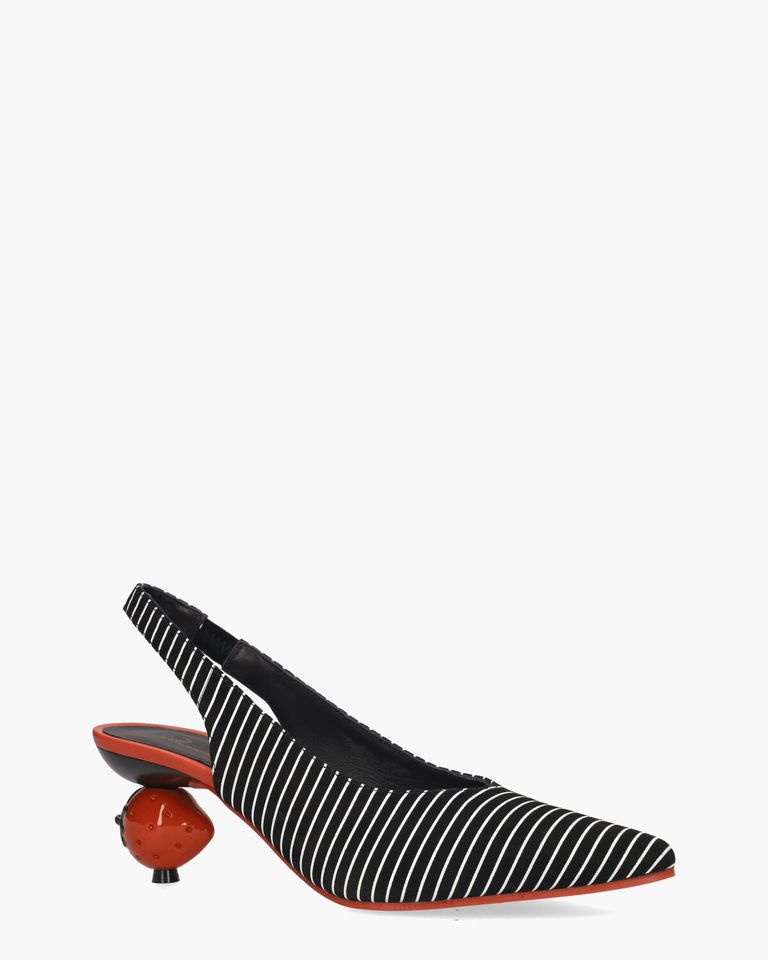 Pefresa Zwart/Wit/Rood Dames Slingbackpumps