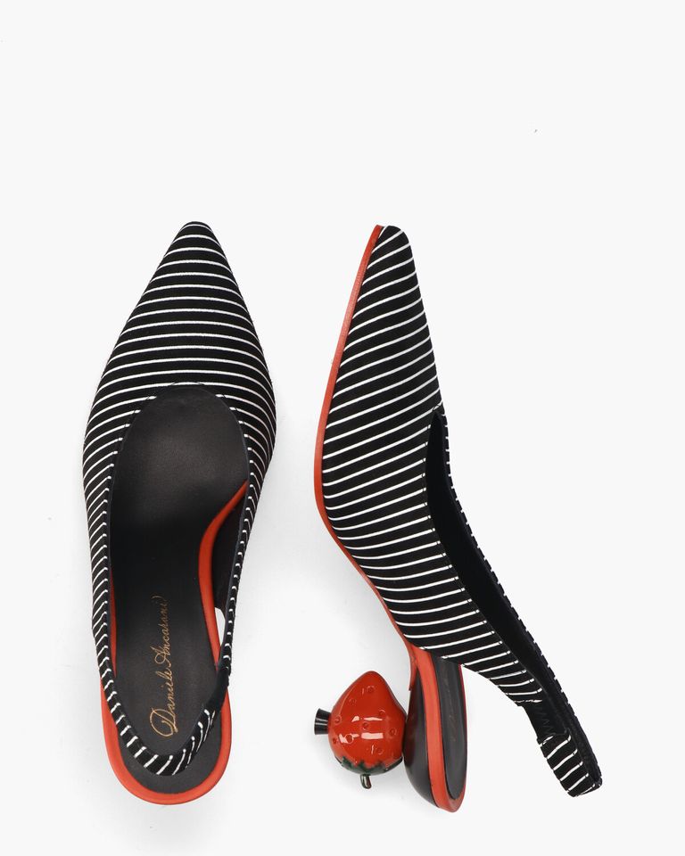 Pefresa Zwart/Wit/Rood Dames Slingbackpumps