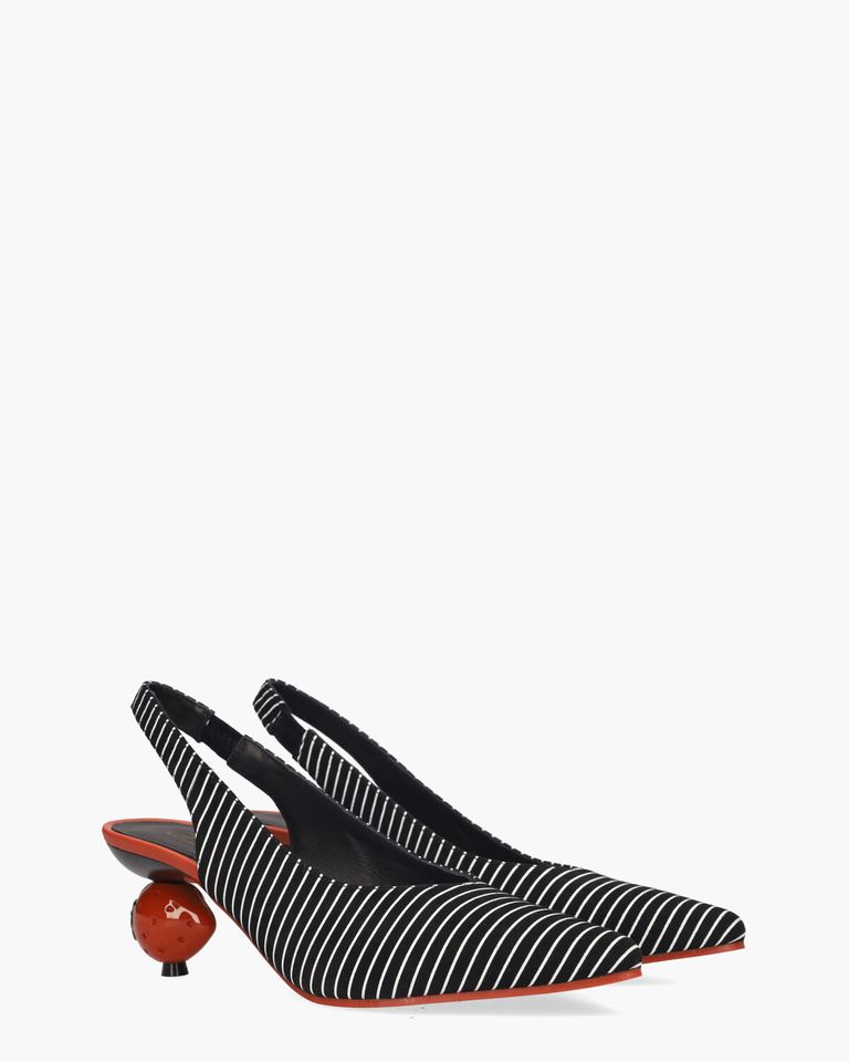 Pefresa Zwart/Wit/Rood Dames Slingbackpumps