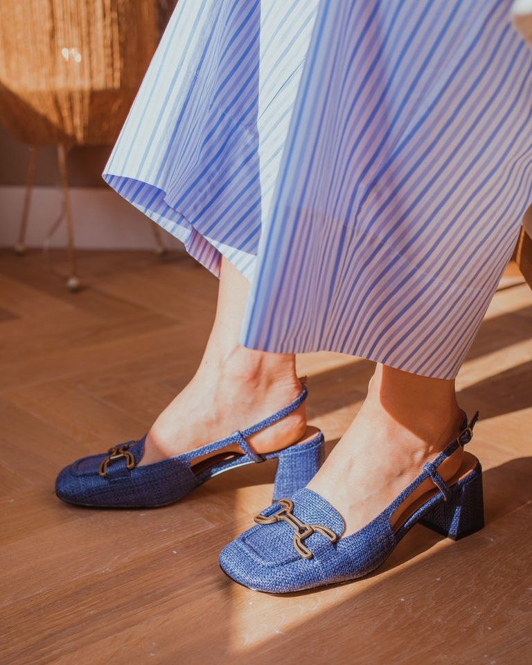 Renee Blauw Slingbackloafers