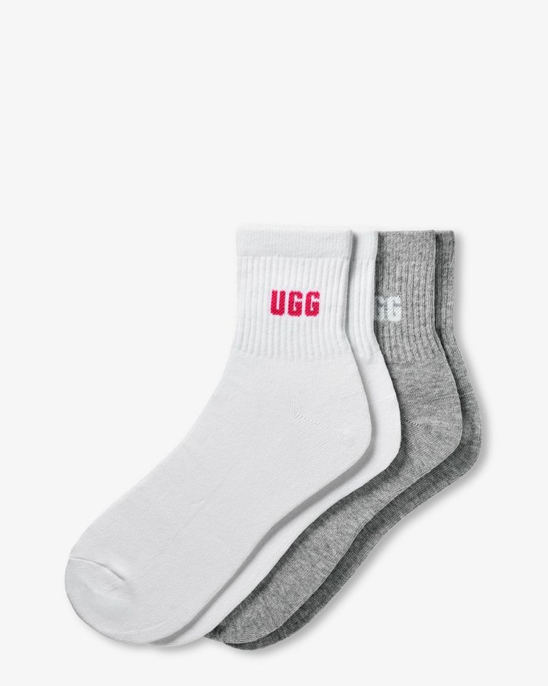 Quinlin Logo Quarter 2 Pack Socks Wit/Grijs Damessokken