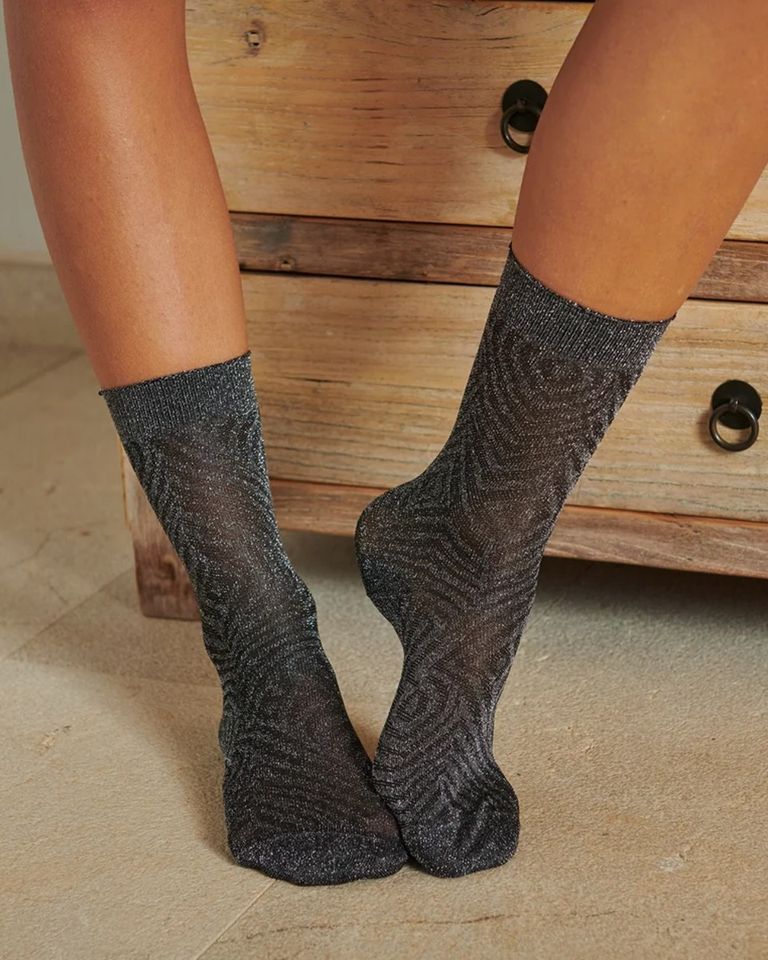 Luisa Glitter Socks Grijs/Zwart Damessokken