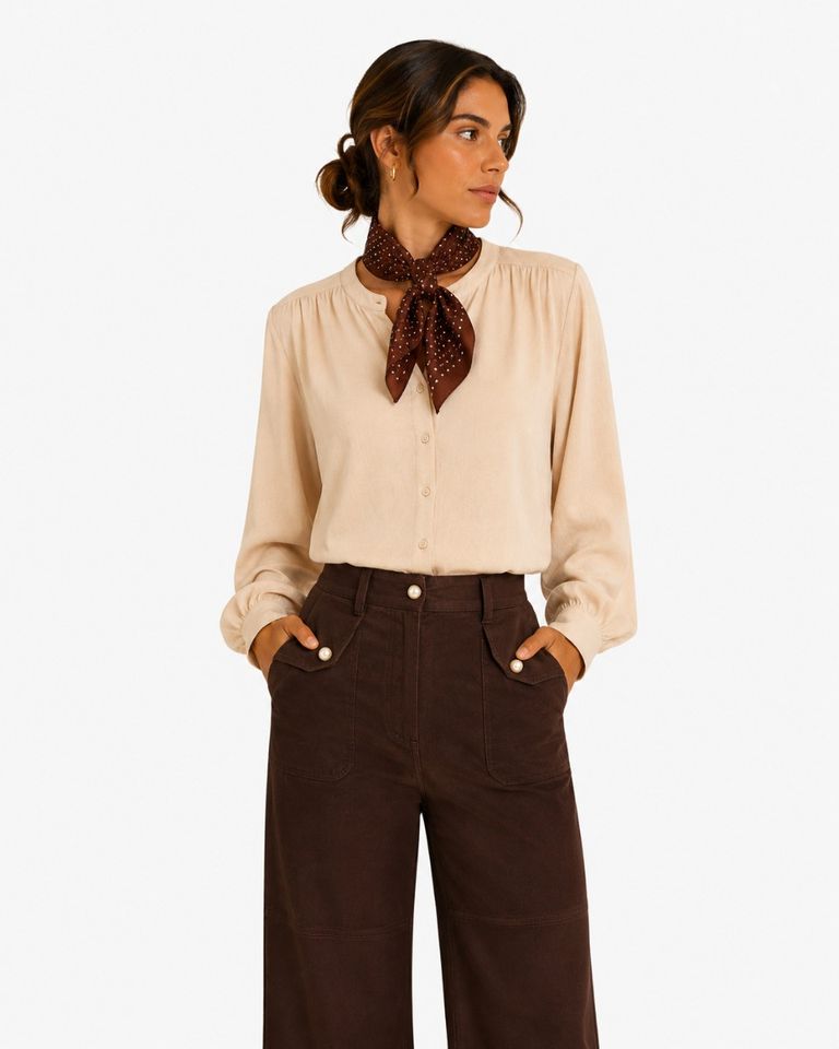 Sylva Bruin/Off-White Damessjaal
