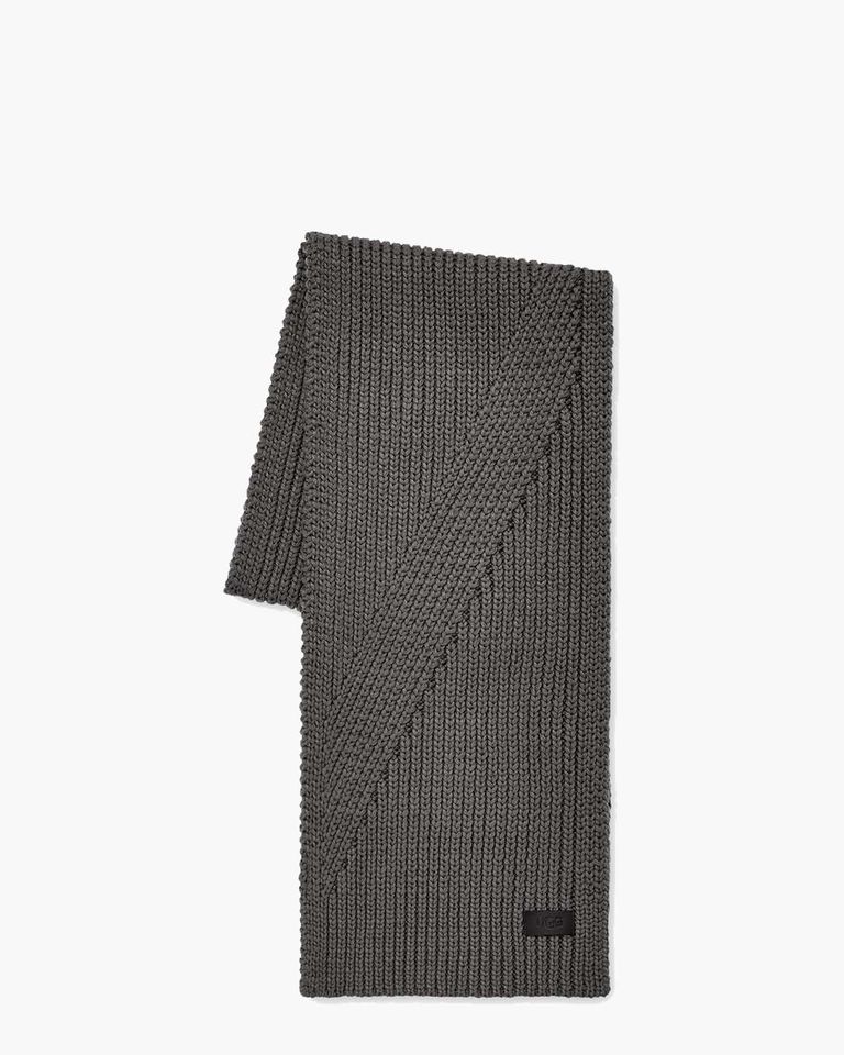 Knit Diagonal Ribbed Scarf Grey Sjaal
