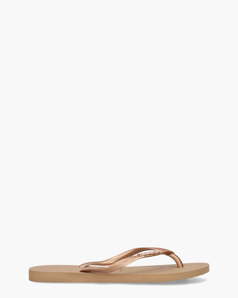 Slim Logo Metallic Roségoud Damesslippers
