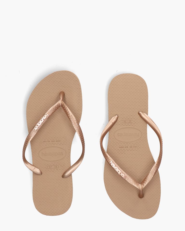 Slim Logo Metallic Roségoud Damesslippers